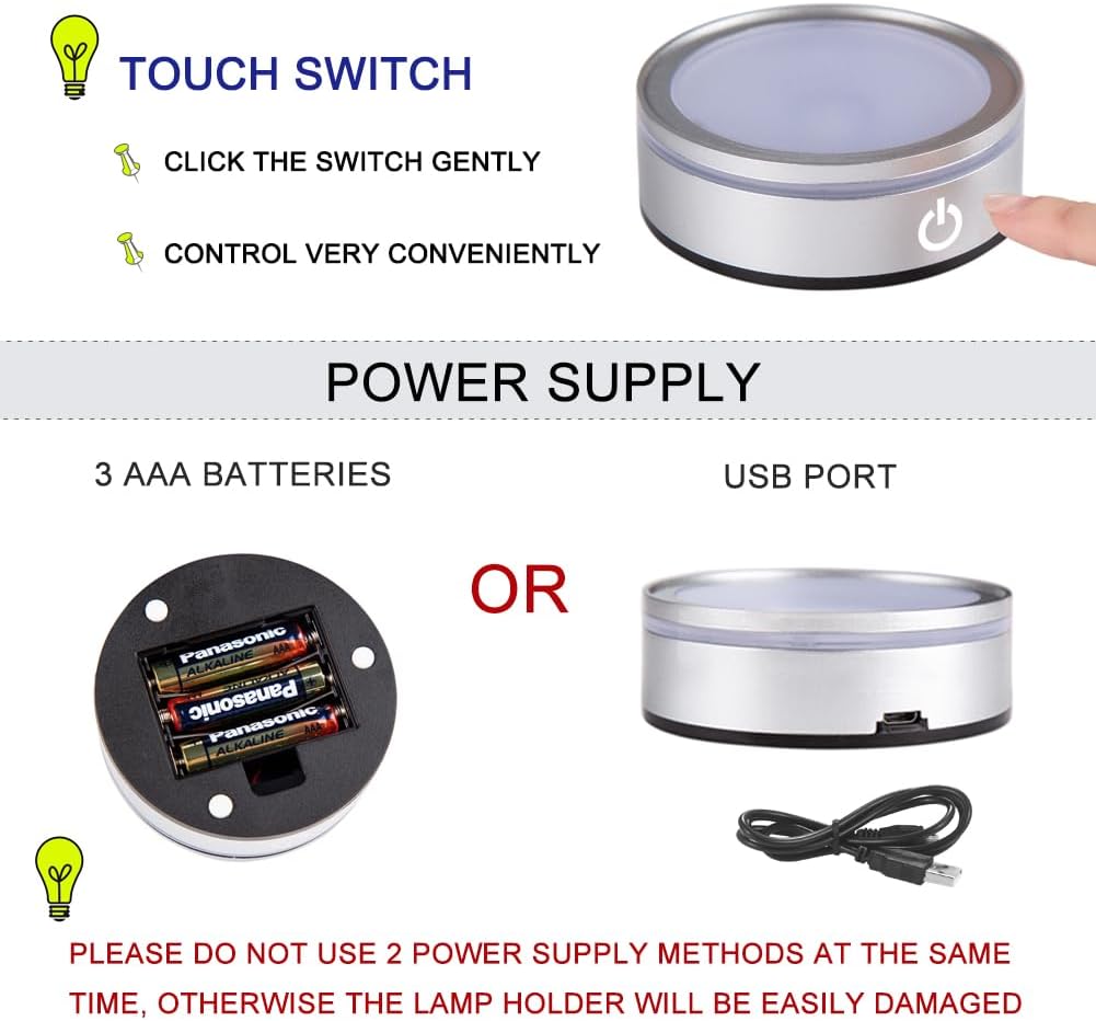 IFOLAINA LED Lighted Display Pedestal USB Battery Operated Flat Top
