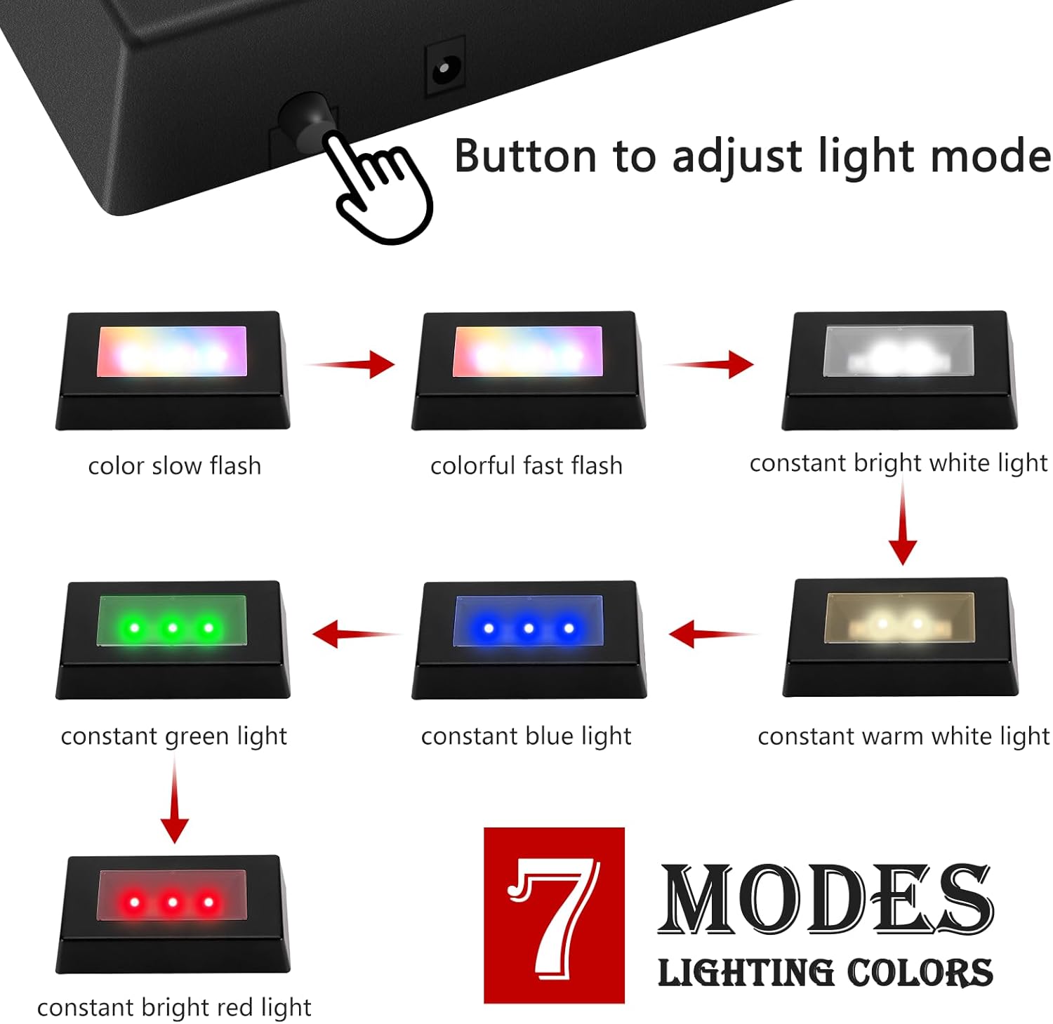 Watris Veiyi 7 Color LED Display Base for Crystals and Jewelry
