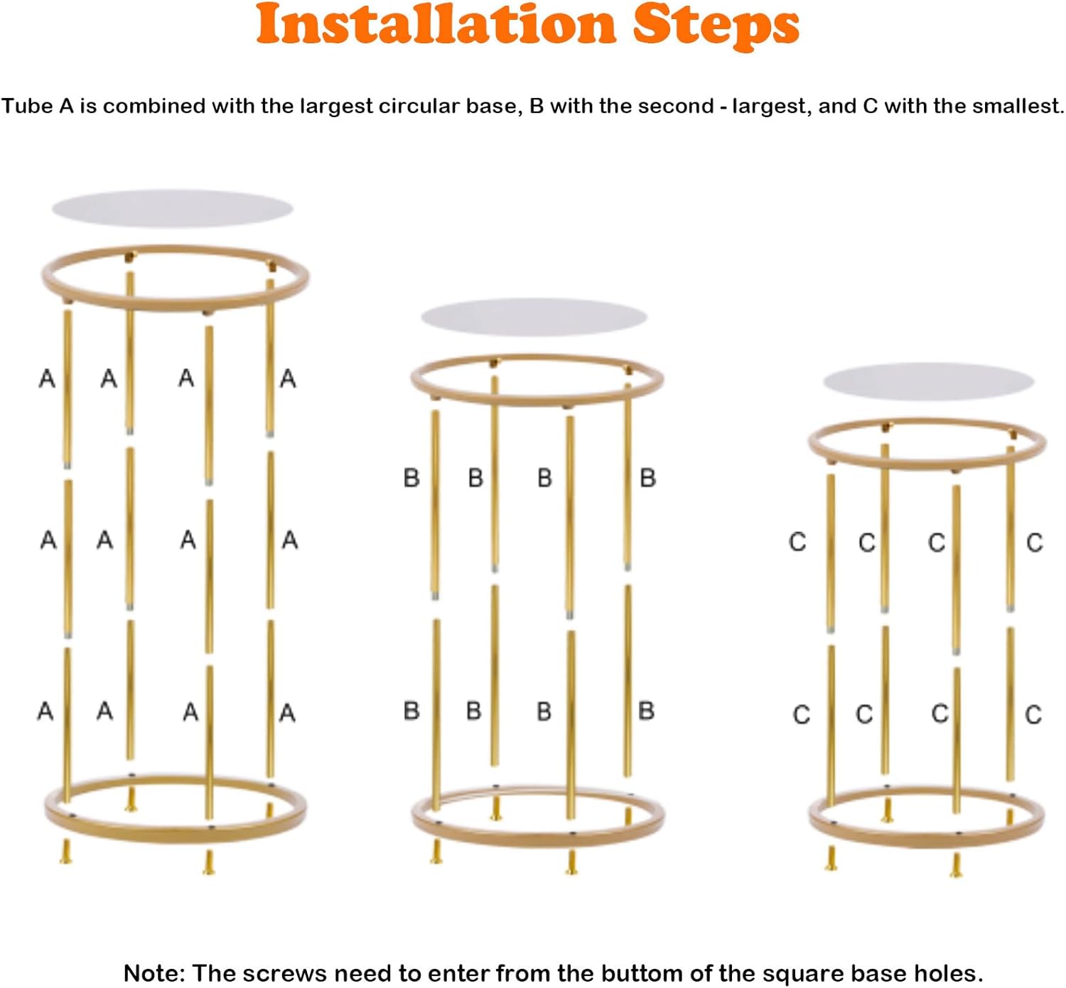 Stunning 3pcs Metal Cylinder Pedestal Stand - Gold