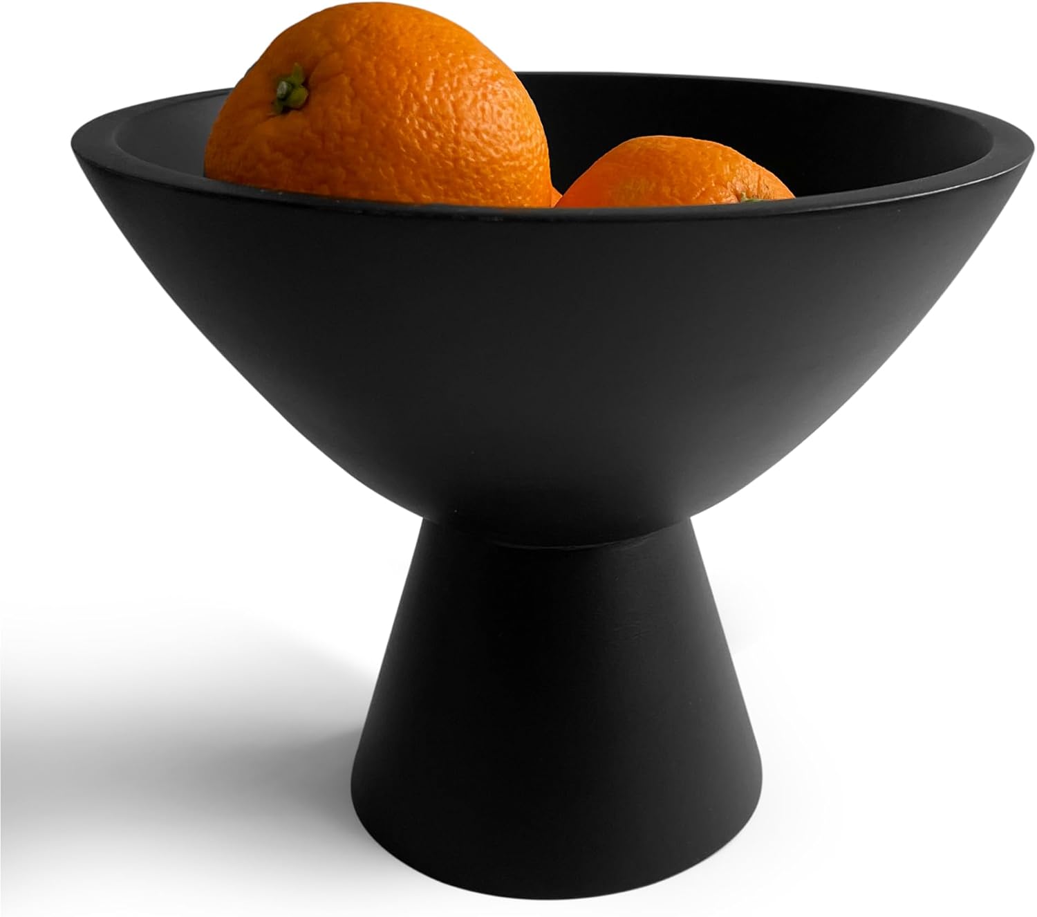 Black Pedestal Bowl 8 Inch Wide Footed Decorative Serving Bowl