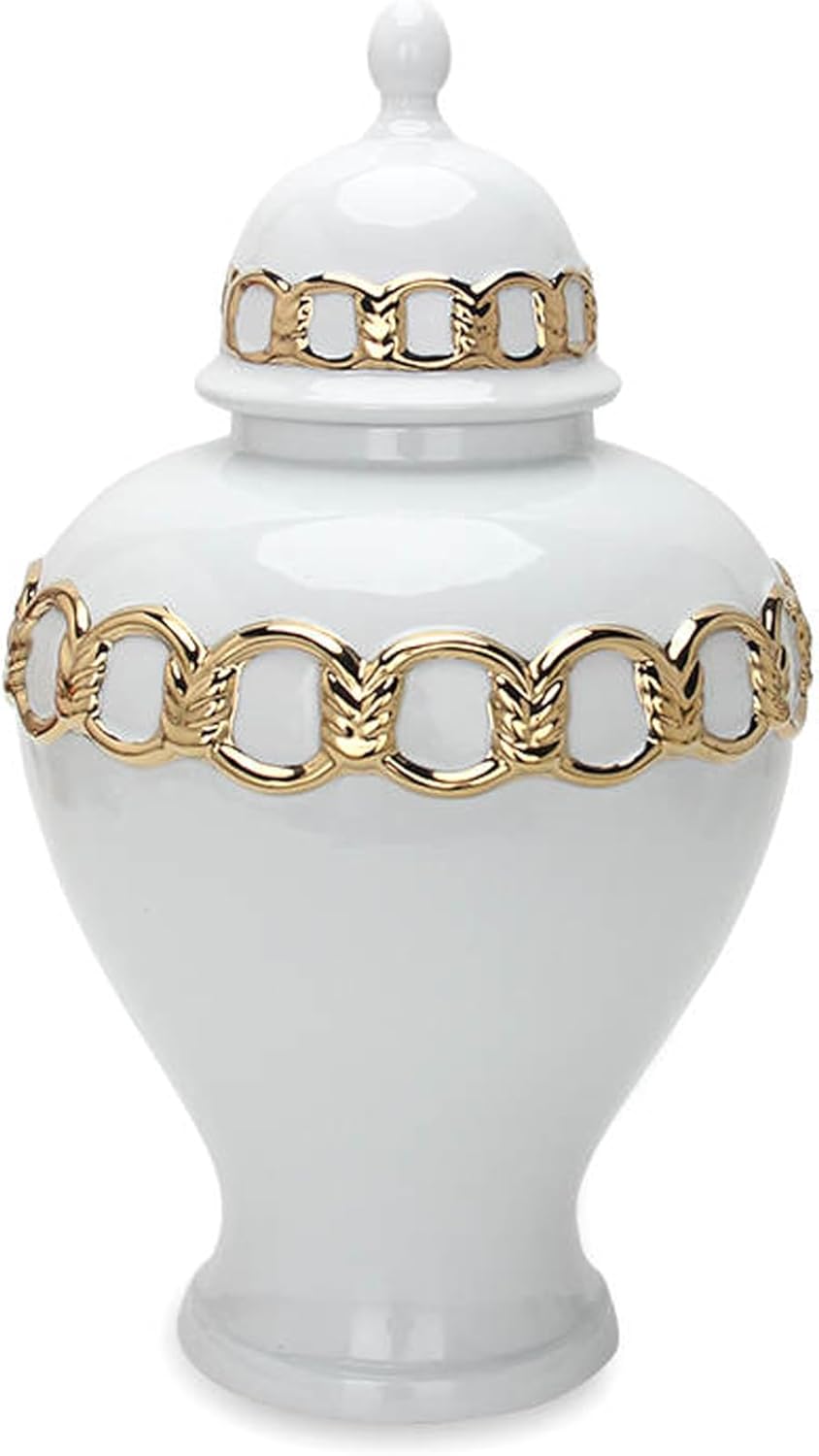 Noori Home 100 Modern Glam Artisan Ceramic Ginger Jar Urns with Lid