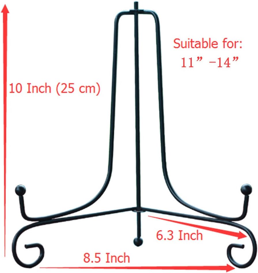 Iron Display Stand 2 Pack Black Easel Plate Photo Holder for Frames and Art