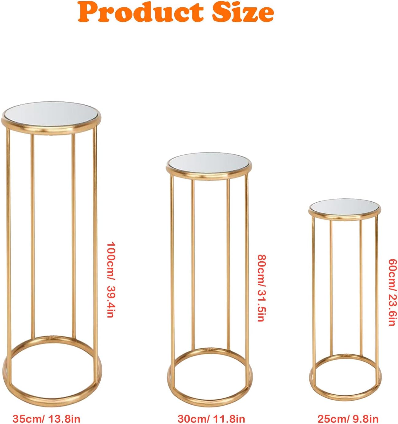 Stunning 3pcs Metal Cylinder Pedestal Stand - Gold