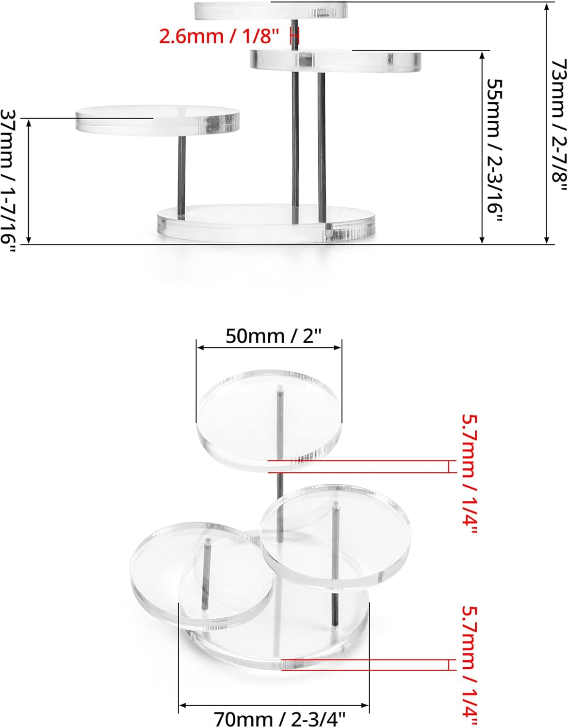 QWORK 3 Tier Jewelry Display Riser Stands 2 Pack