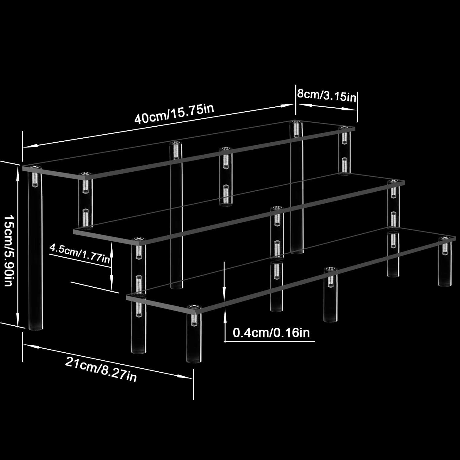 AZEAM 3 Tier Acrylic Display Riser Stand 2 Packs
