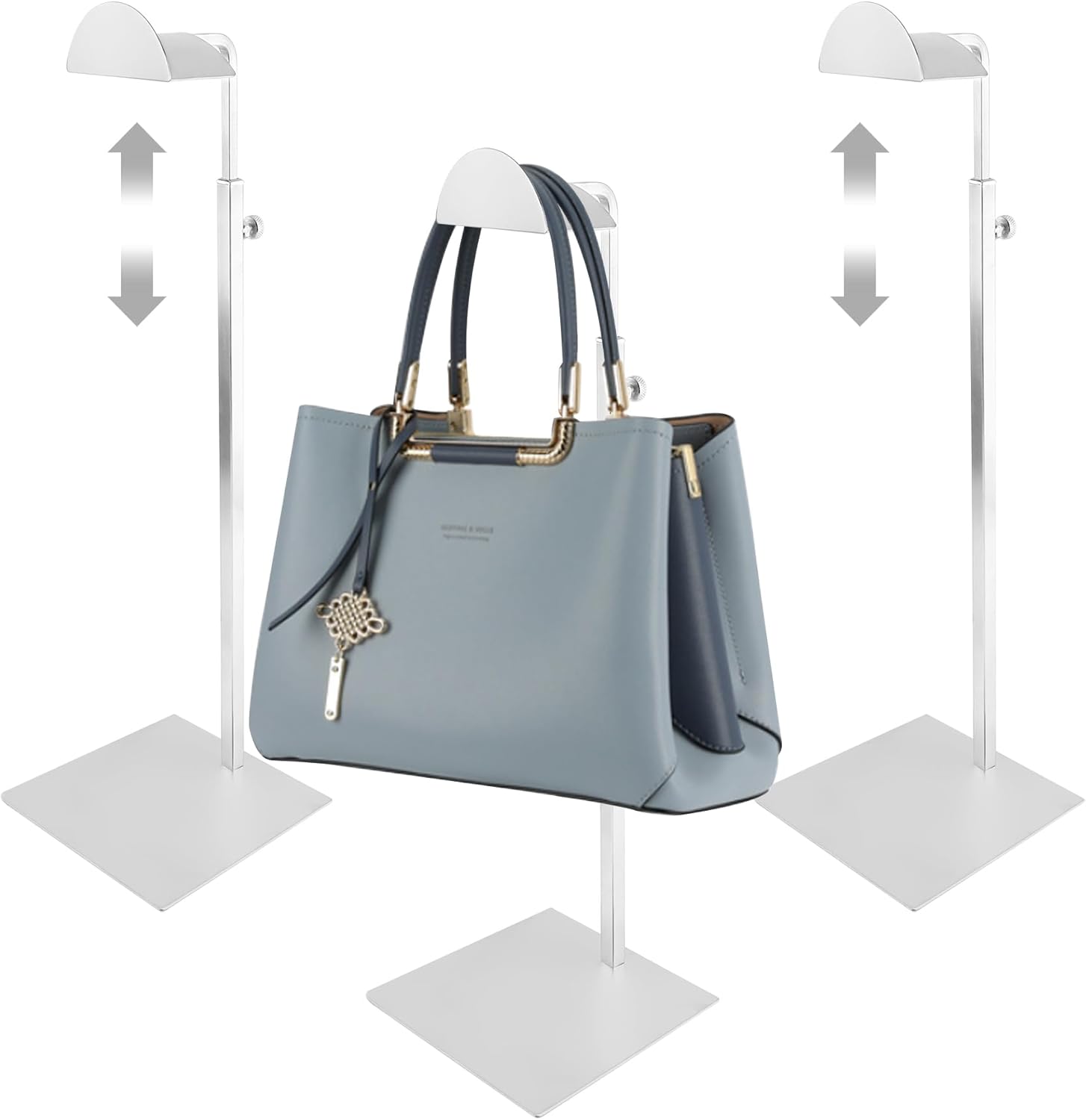3 Pack Adjustable Silver Purse Display Stand 1