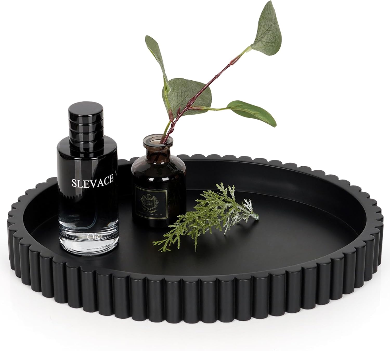 Oval Black Concrete Coffee Table Tray 13 Inches