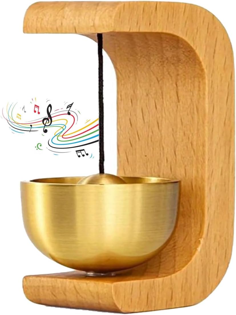Magnetic Wooden Doorbell with Brass Chime Easy Install No Drilling Silent Bell