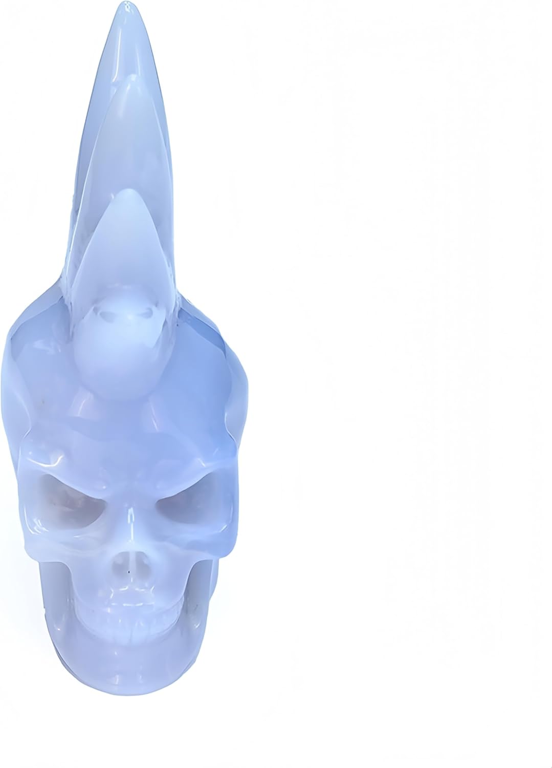 Natural Blue Chalcedony Crystal Skull Head Sculpture