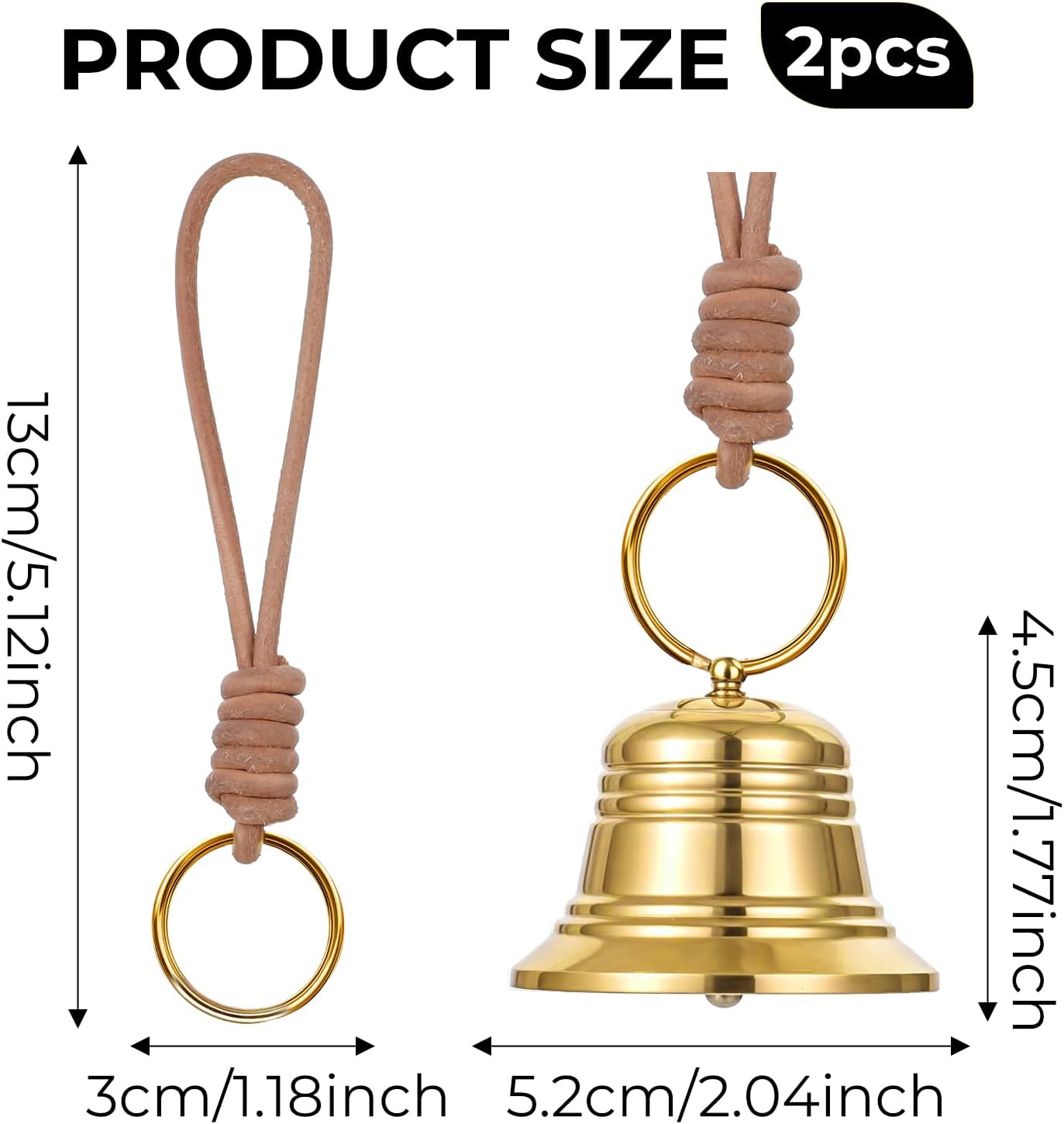 QfwdfcTrenz Brass Door Bell 2PCS Gold Hanging Bell Decor