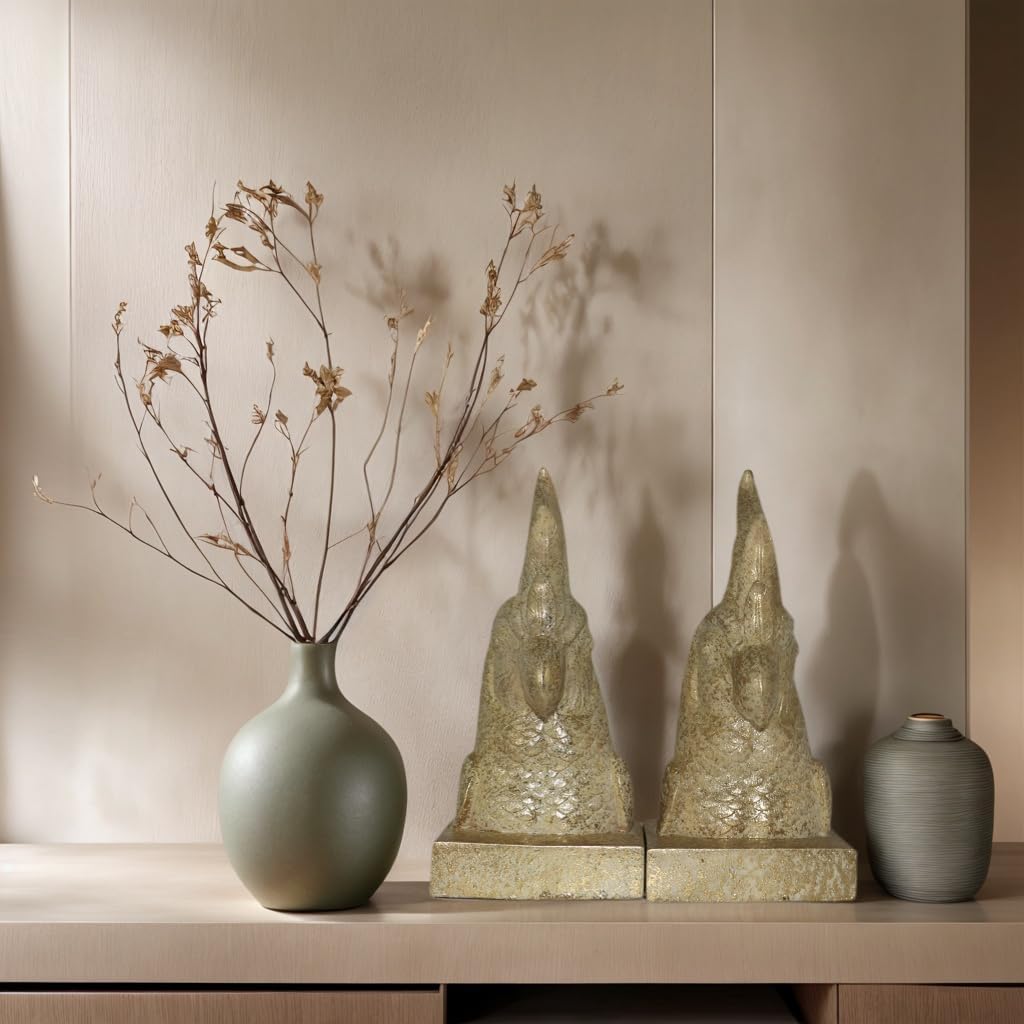 Golden Parrot Decorative Bookends Set of 2