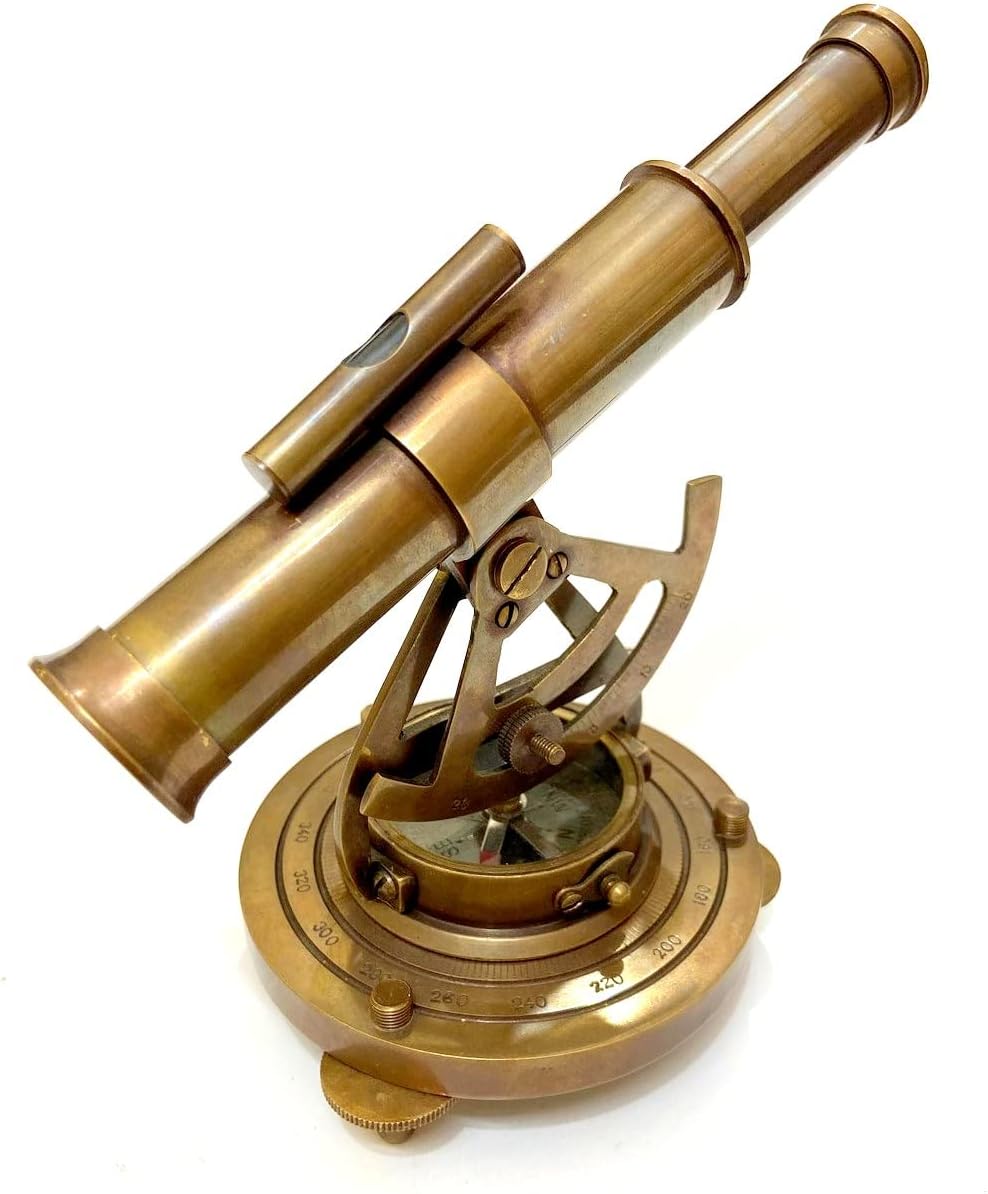 Ganga Nautical 10 Piece Vintage Brass Compass Theodolite Set