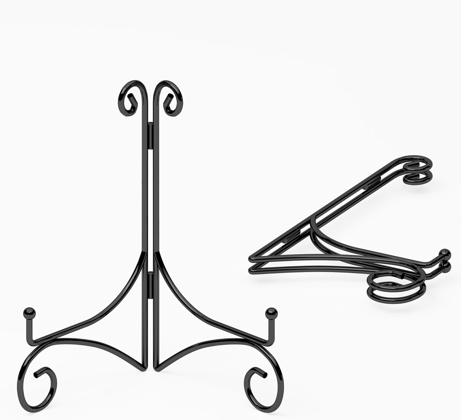 6 Inch Black Plate Stand with Hinged Folding Design