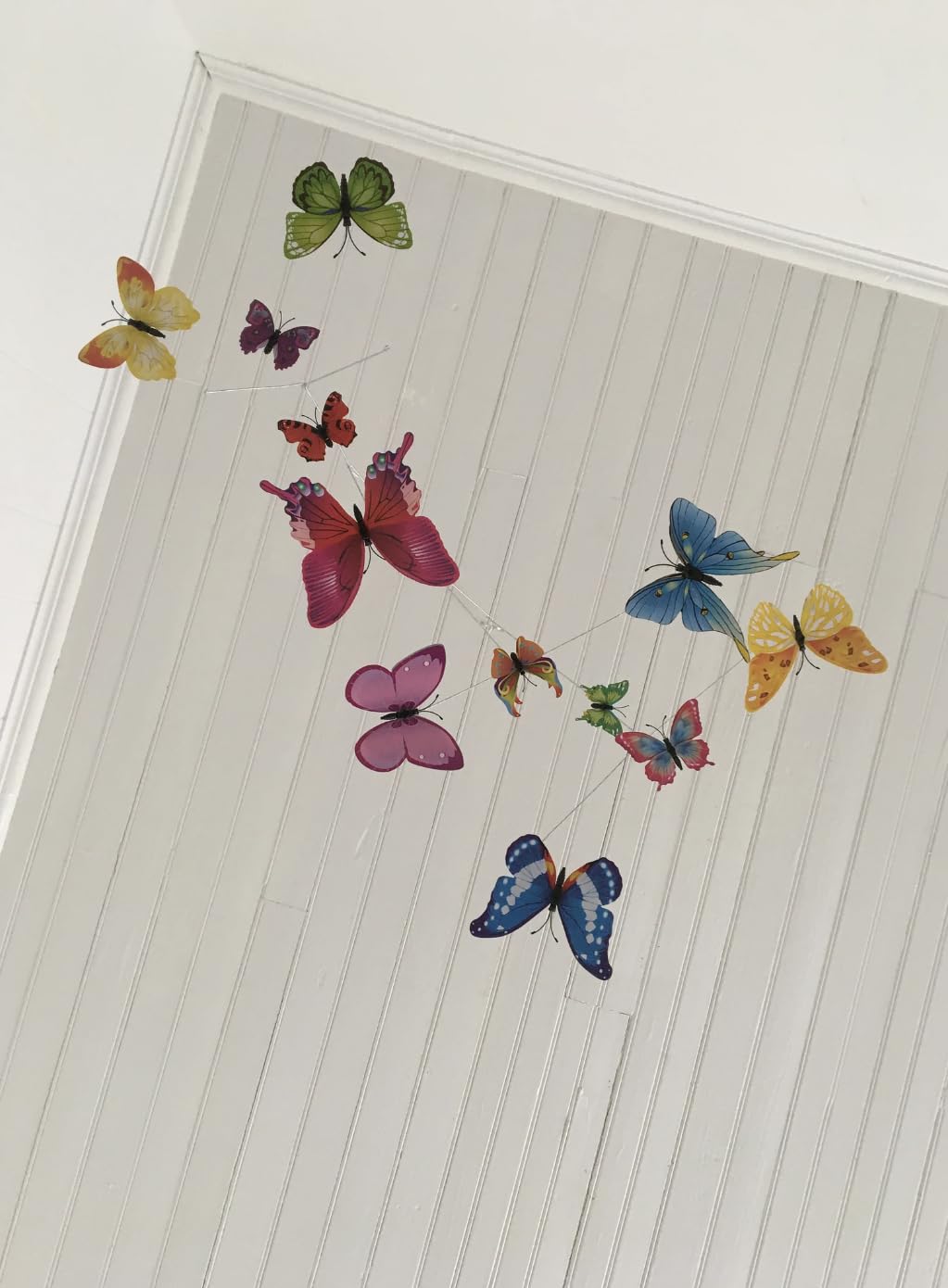 Hanging Butterfly Mobile - 12 Colorful Plastic Butterflies - Kinetic Decor for Baby Room and Home