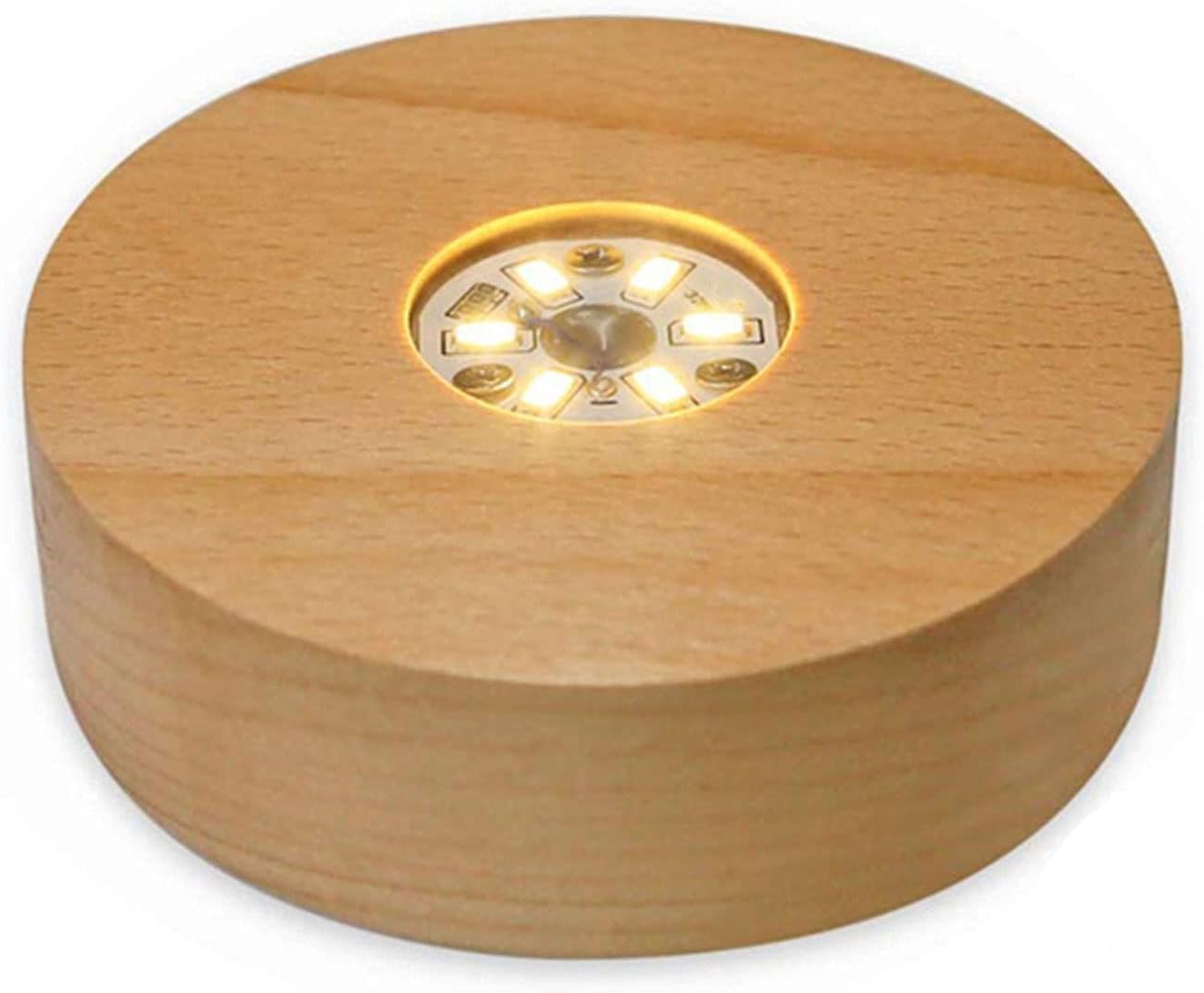 4 LED Wood Display Base for Crystals and Glass Art
