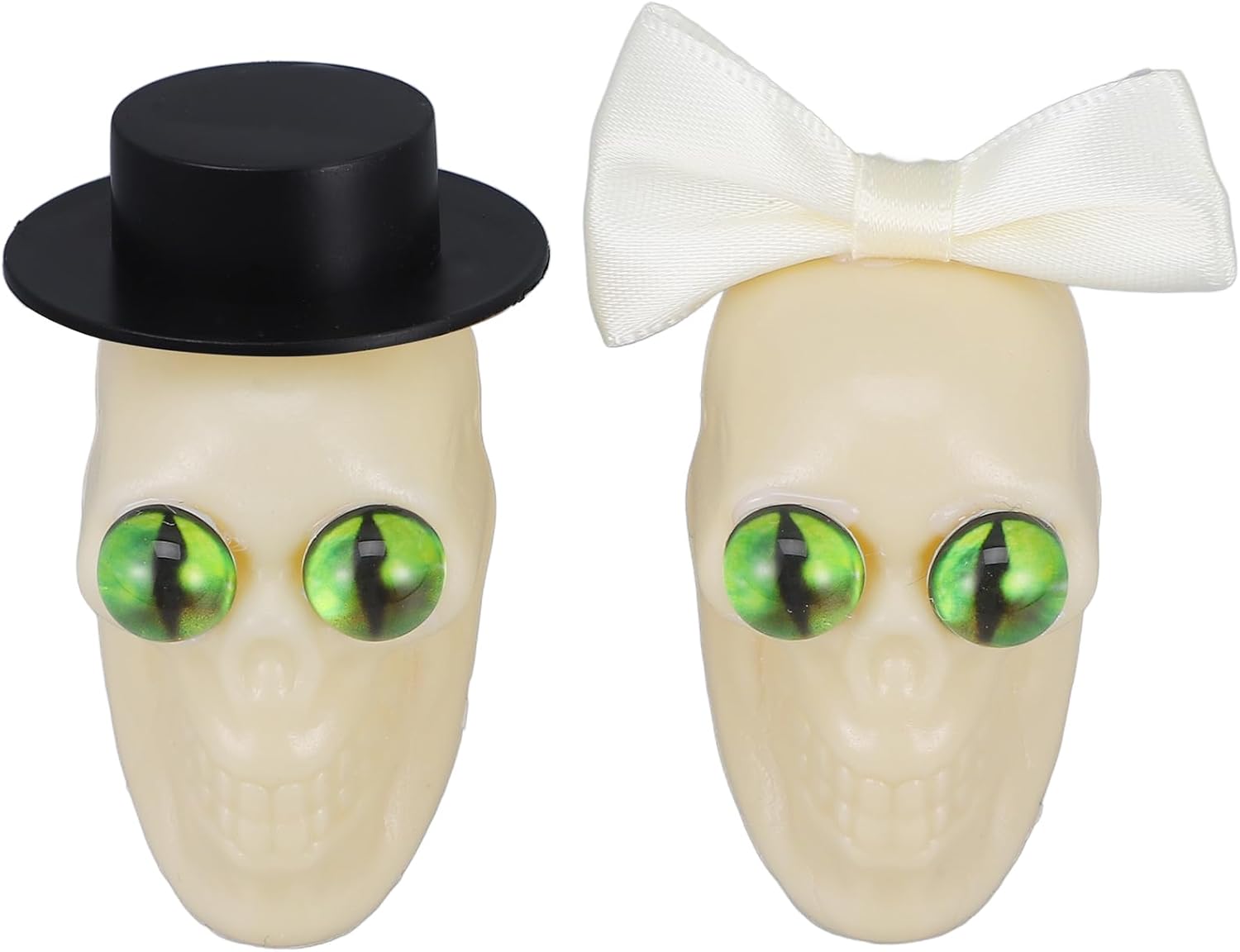 LUOZZY Halloween Bride Groom Skull Figurine Green