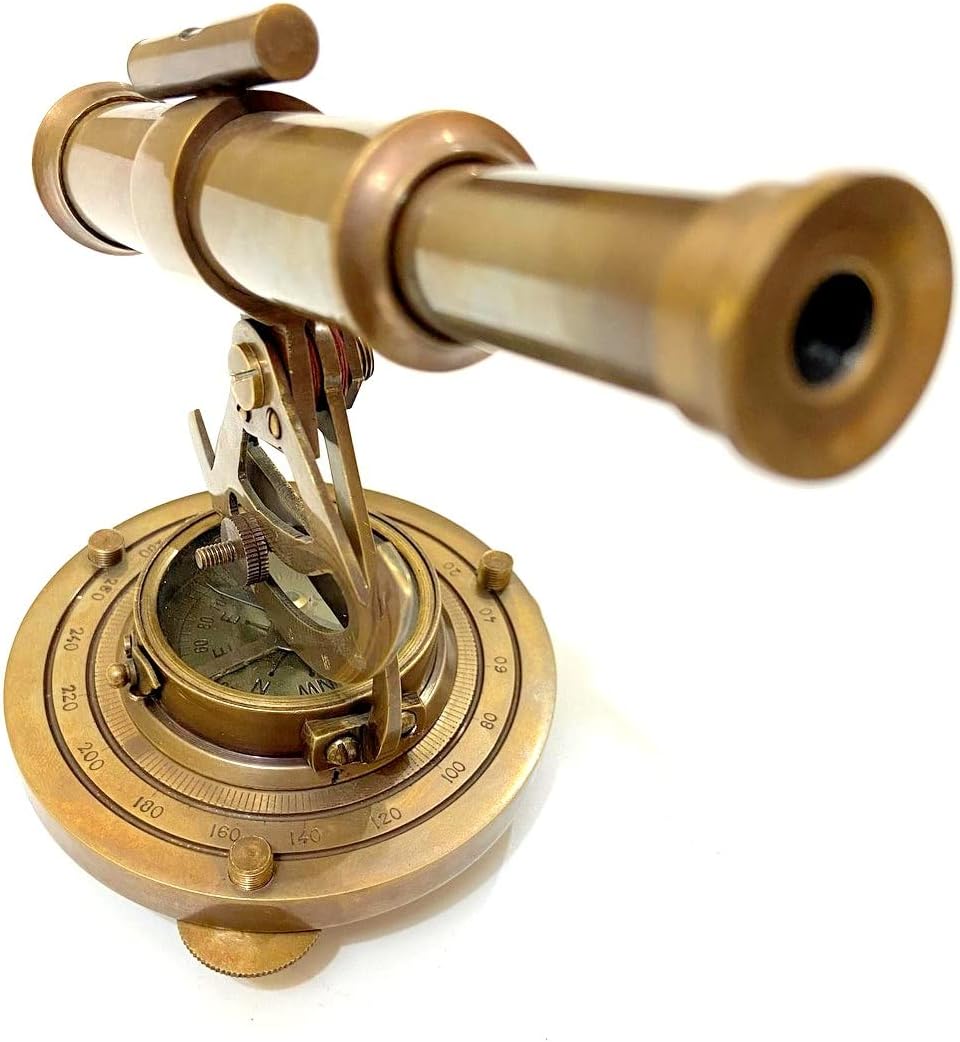 Ganga Nautical 10 Piece Vintage Brass Compass Theodolite Set