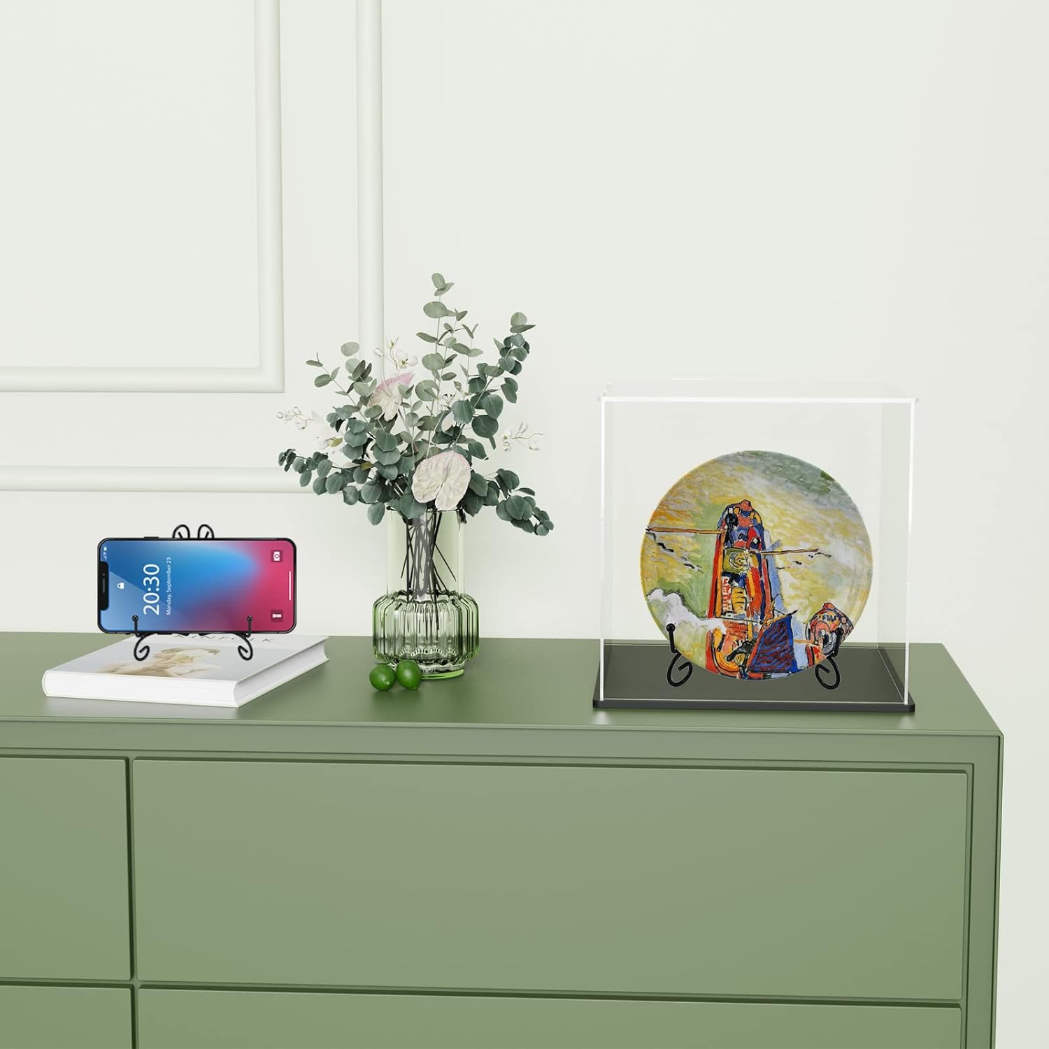 SVENJBB 12 Inch Black Metal Plate Stand for Display