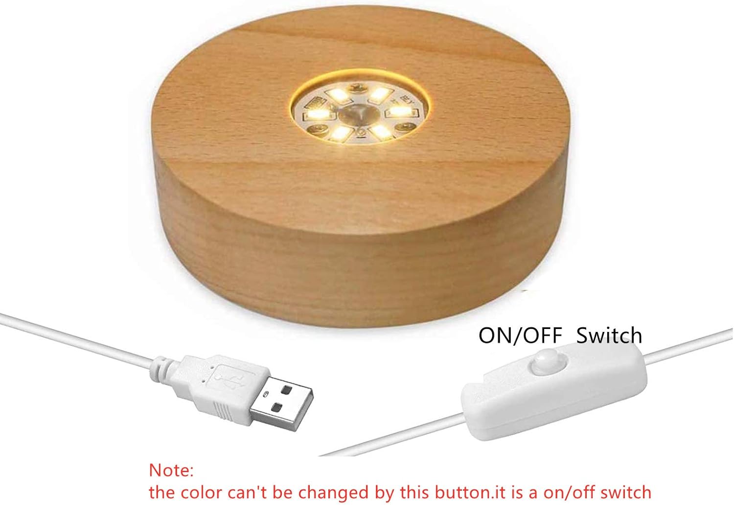 4 LED Wood Display Base for Crystals and Glass Art