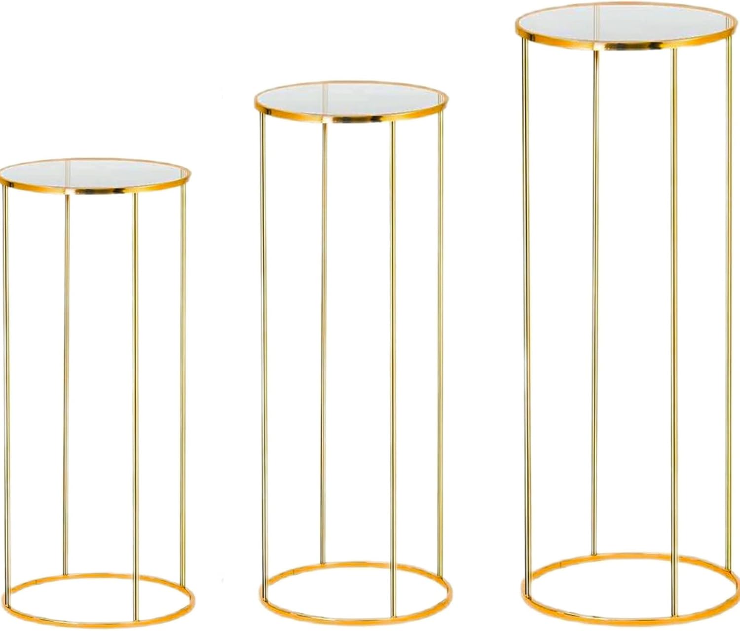 Stunning 3pcs Metal Cylinder Pedestal Stand - Gold