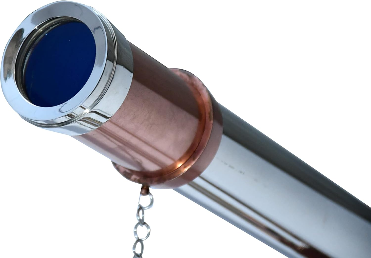 Royal Vintage Shiny Copper Chrome Telescope Double Barrel Teak Tripod