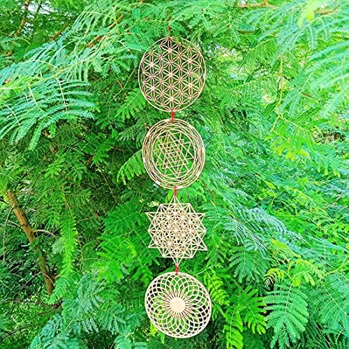 Purpledip Wooden Laser Cut Wall Hanging Set Of 4