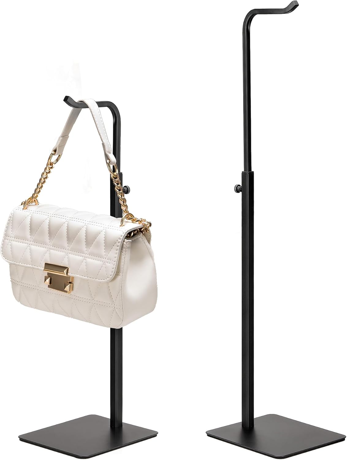 2 Pack Purse Holder Display Stand Adjustable Black Hook for Tabletop Closet Desk Retail Use