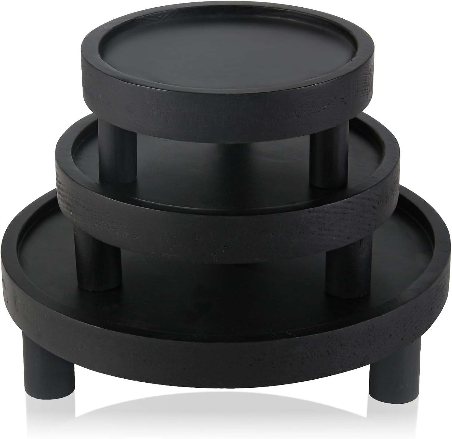 3PCS Wooden Display Risers for Home Dcor Modern Black
