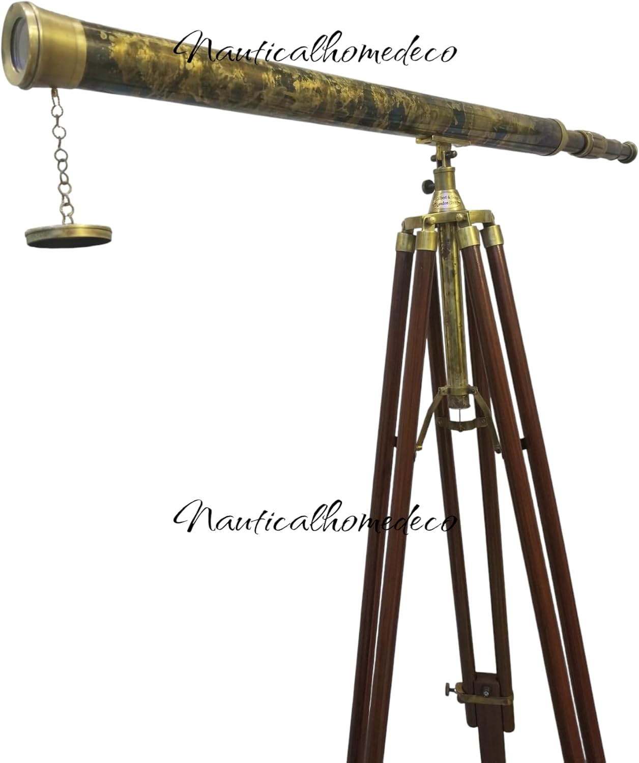 Nautical Home Decor Handmade Vintage Brass Telescope with Wooden Tripod Stand