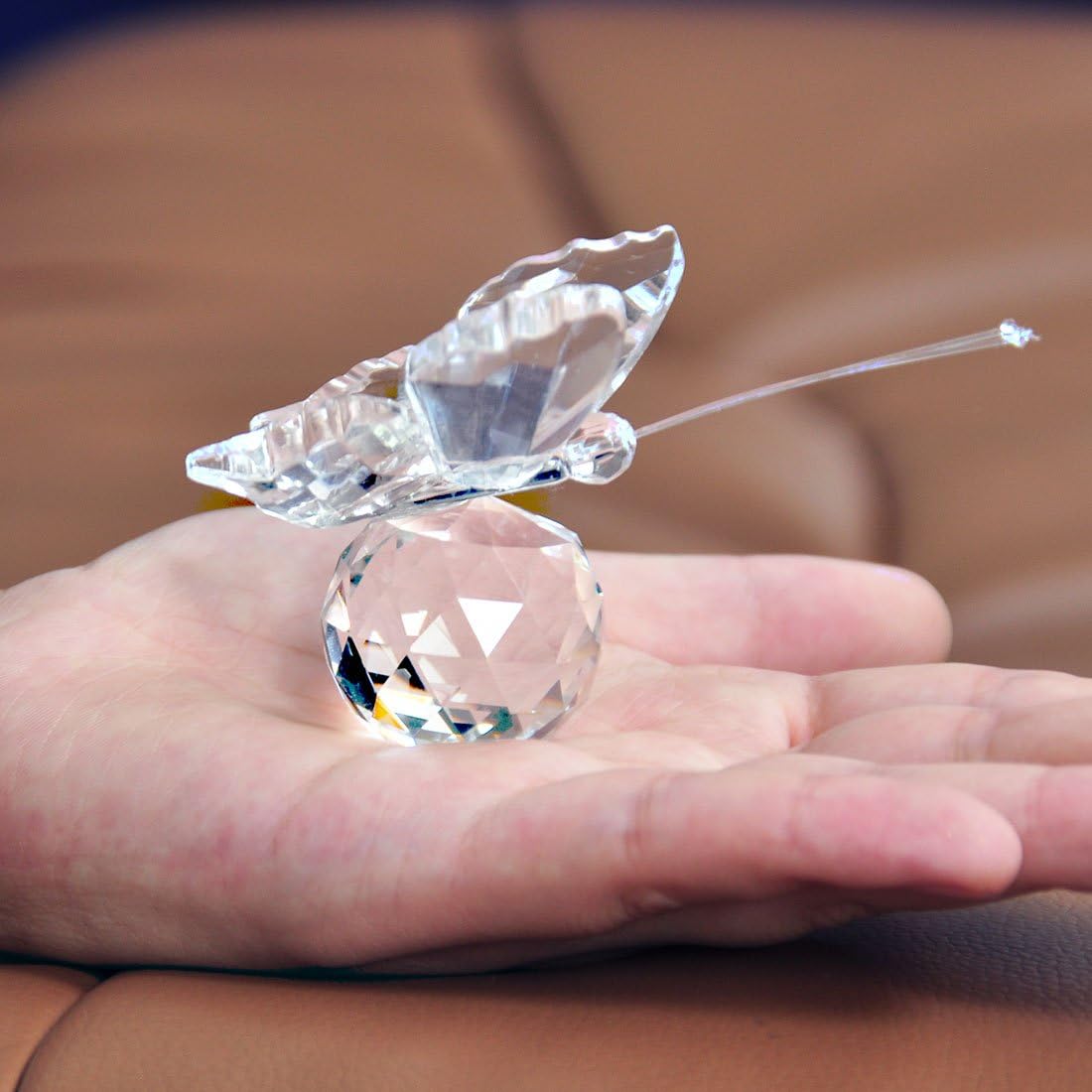 HD Crystal Flying Butterfly Figurine with Crystal Ball Base 1