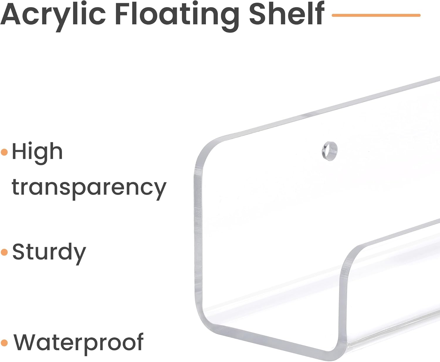 Upsimples 6 Pack Clear Acrylic Shelves Wall Mount