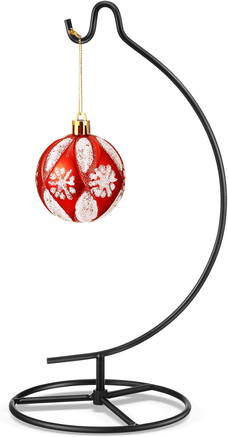 Baderke Ornament Display Stand - Hanging Glass Ball Air Plant Holder 1043 H Black