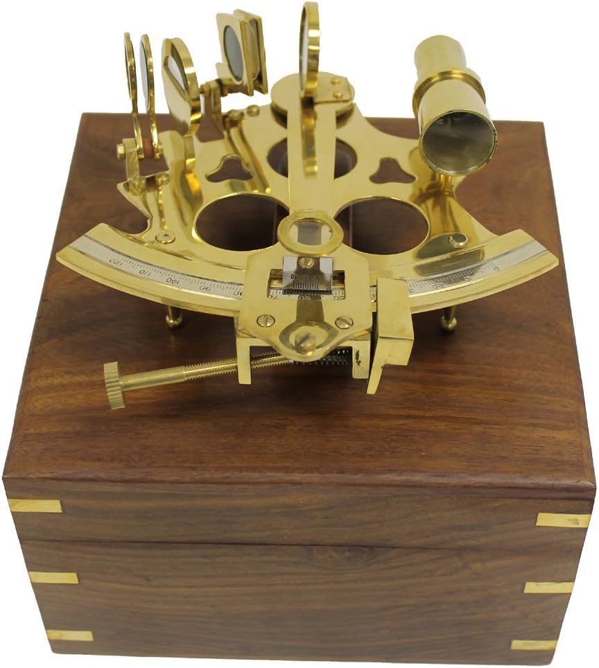 6 Inch Brass Astrolabe Sextant with Wooden Box 1