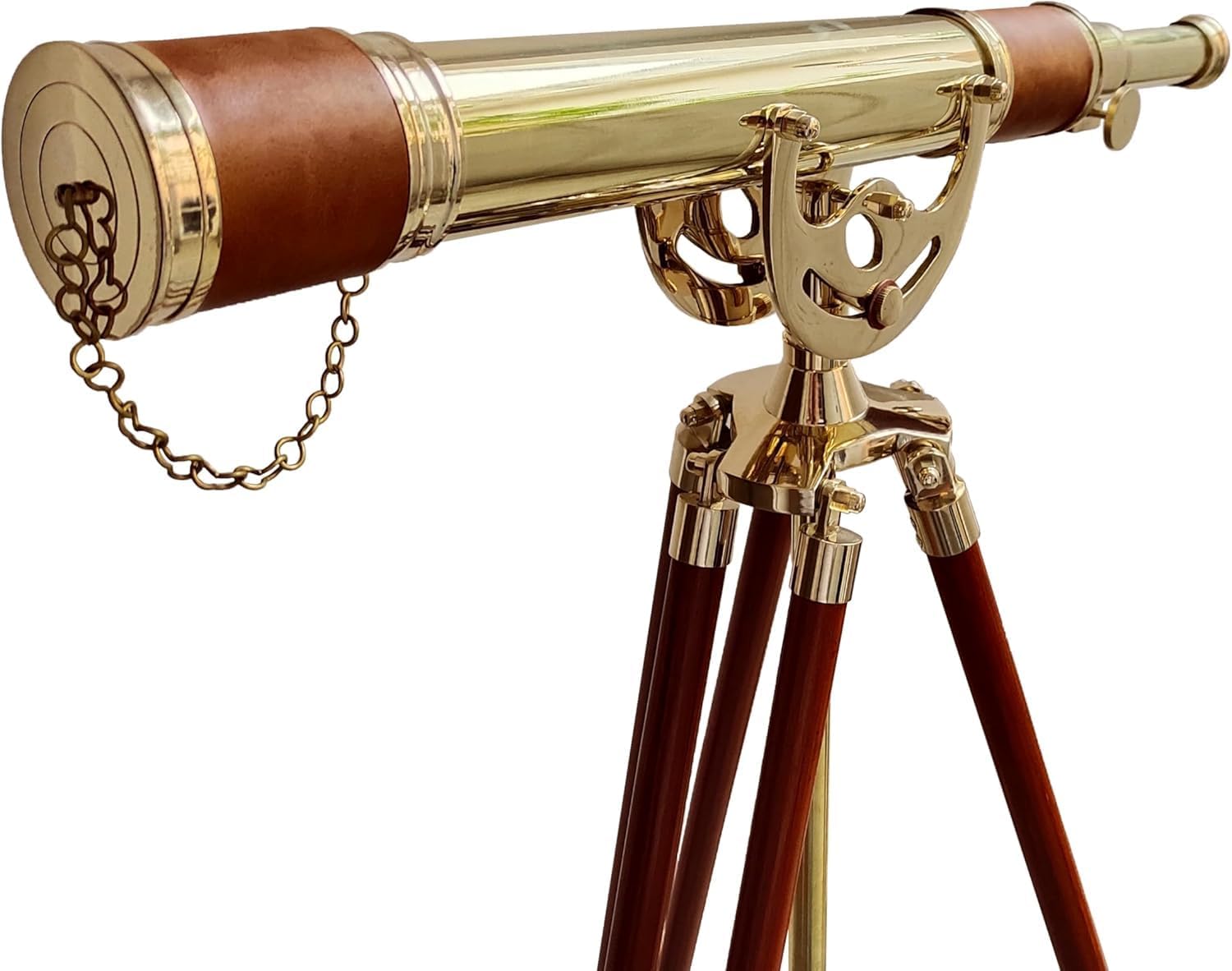 Vintage Antique Brass Telescope Floor Standing Decor