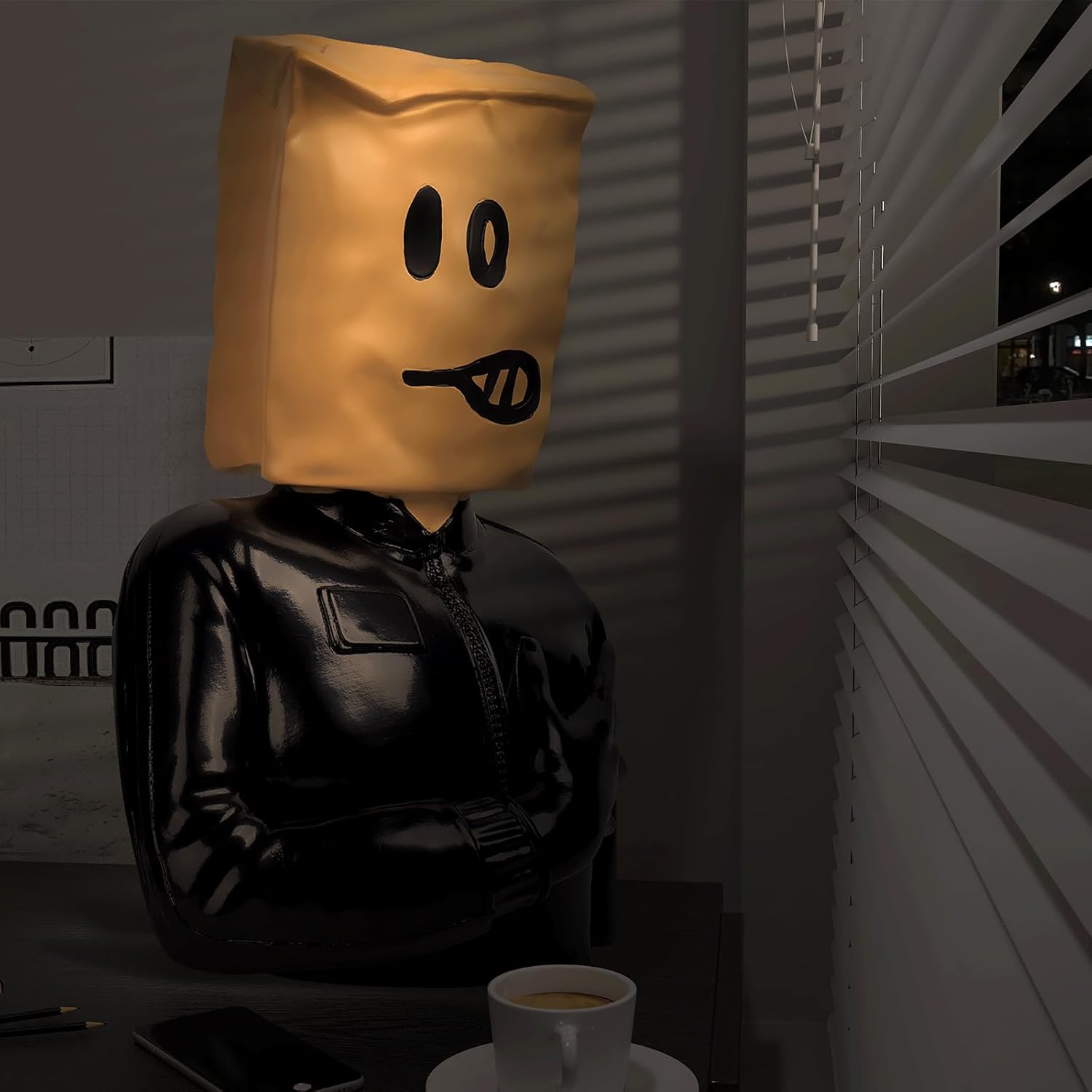 Anguished Mask Statue for Home Office Decor