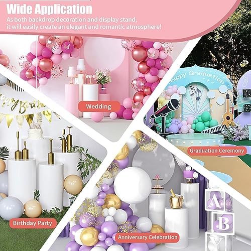 White Cylinder Pedestal Stand for Party 3Pcs Display Plinth