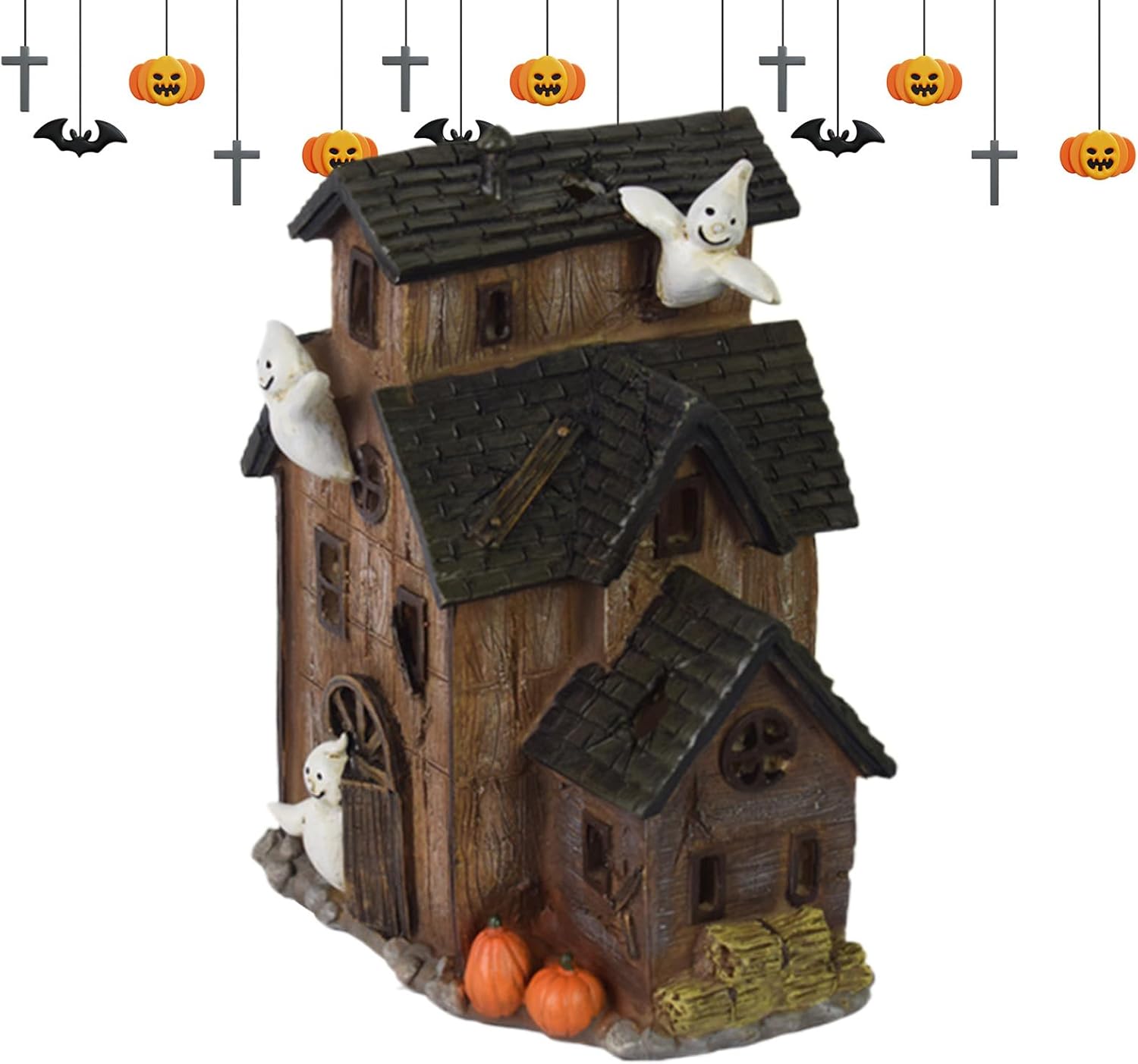 Halloween Village Haunted House with LED Lights