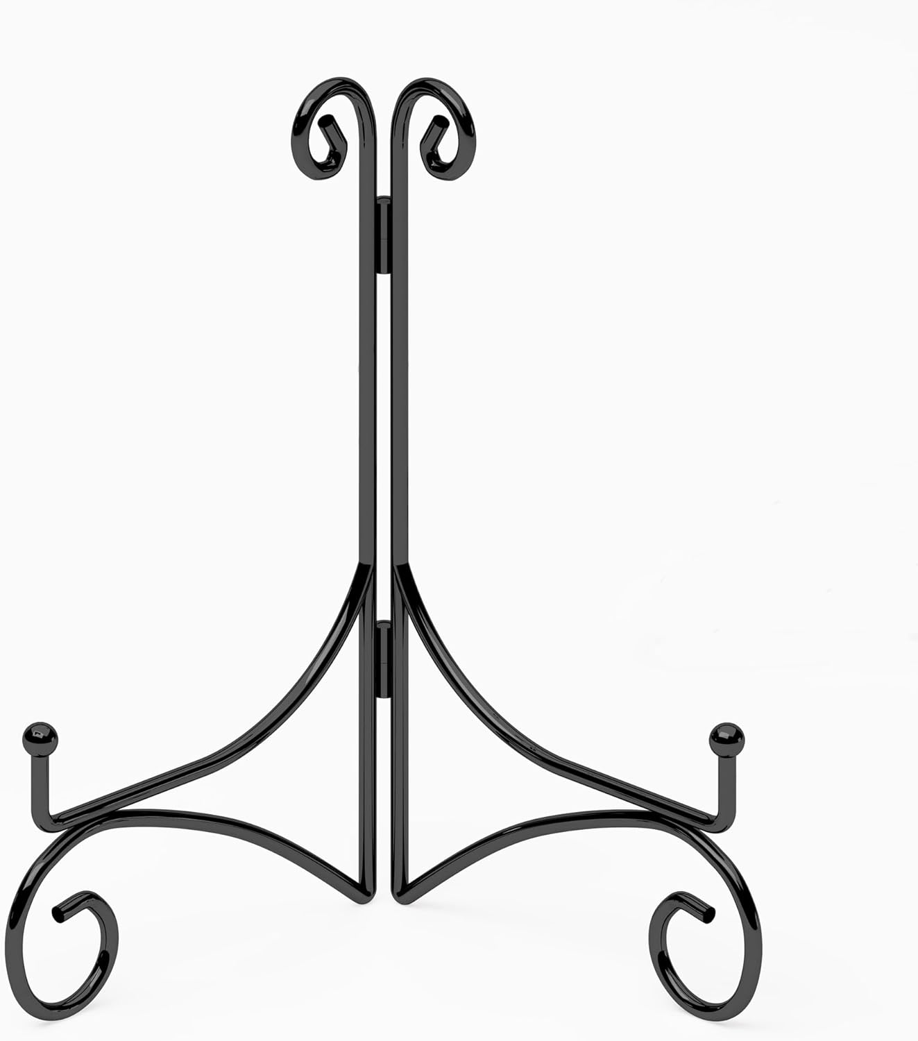 6 Inch Black Plate Stand with Hinged Folding Design