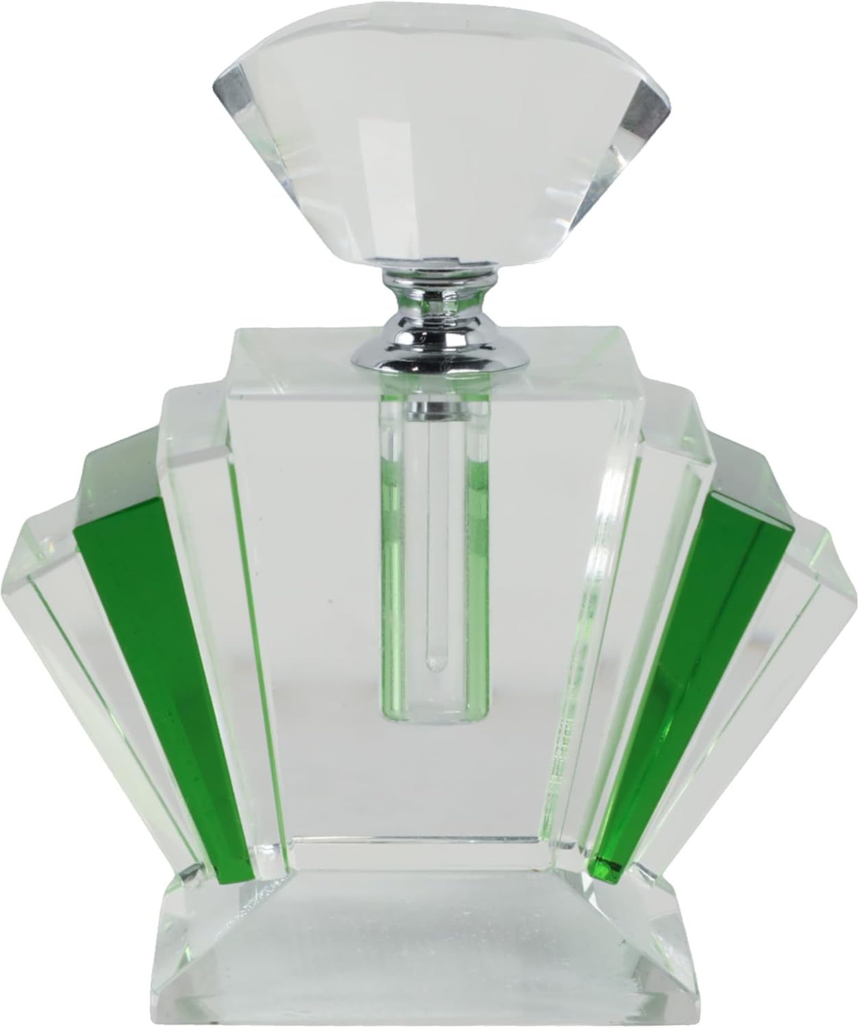 Sagebrook Home Art Deco Glass Perfume Bottle 5 Green