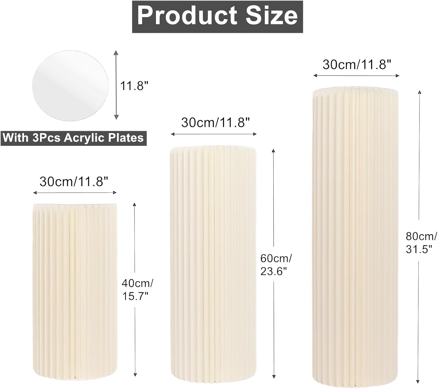 AHUAWA 3Pcs Foldable Cardboard Cylinder Stands for Parties