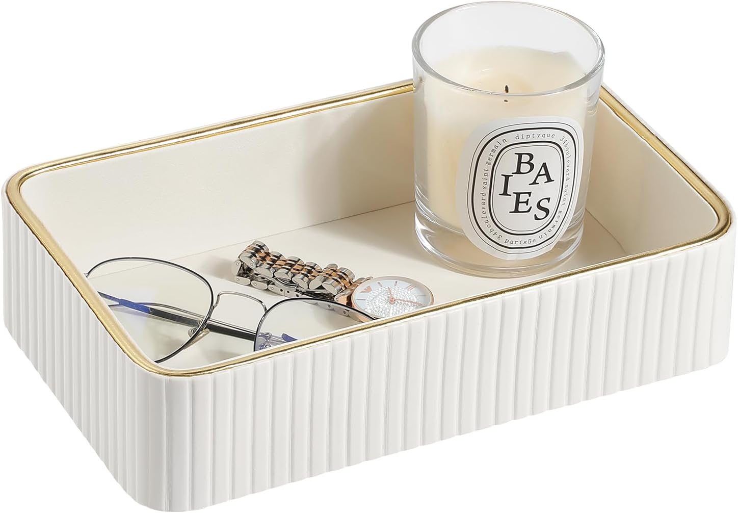 Desk Organizer Tray with PU Leather and MDF Surface