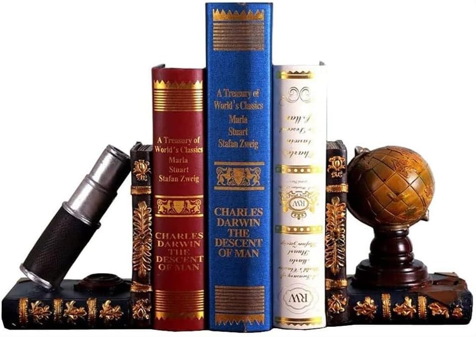 Globe Telescope Resin Bookends for Heavy Books 1
