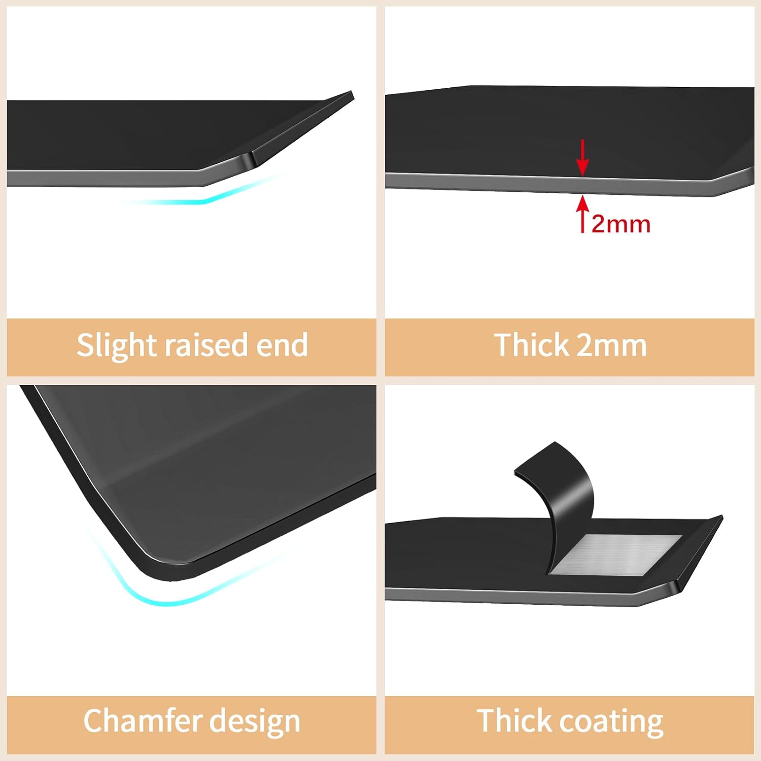 MKO 8 Inch Floating Shelves Set 2 Pack Black