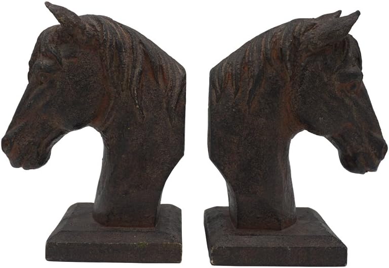 Comfy Hour Farmhouse Bookends Set 2 Horse Head Polyresin
