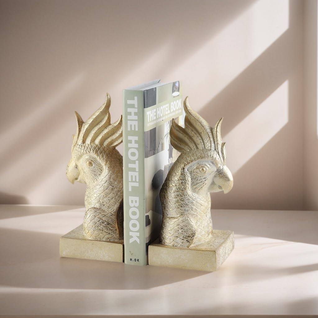 Golden Parrot Decorative Bookends Set of 2