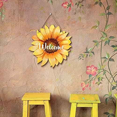 Jetec Sunflower Welcome Door Hanger 12 Inches Wood Sign