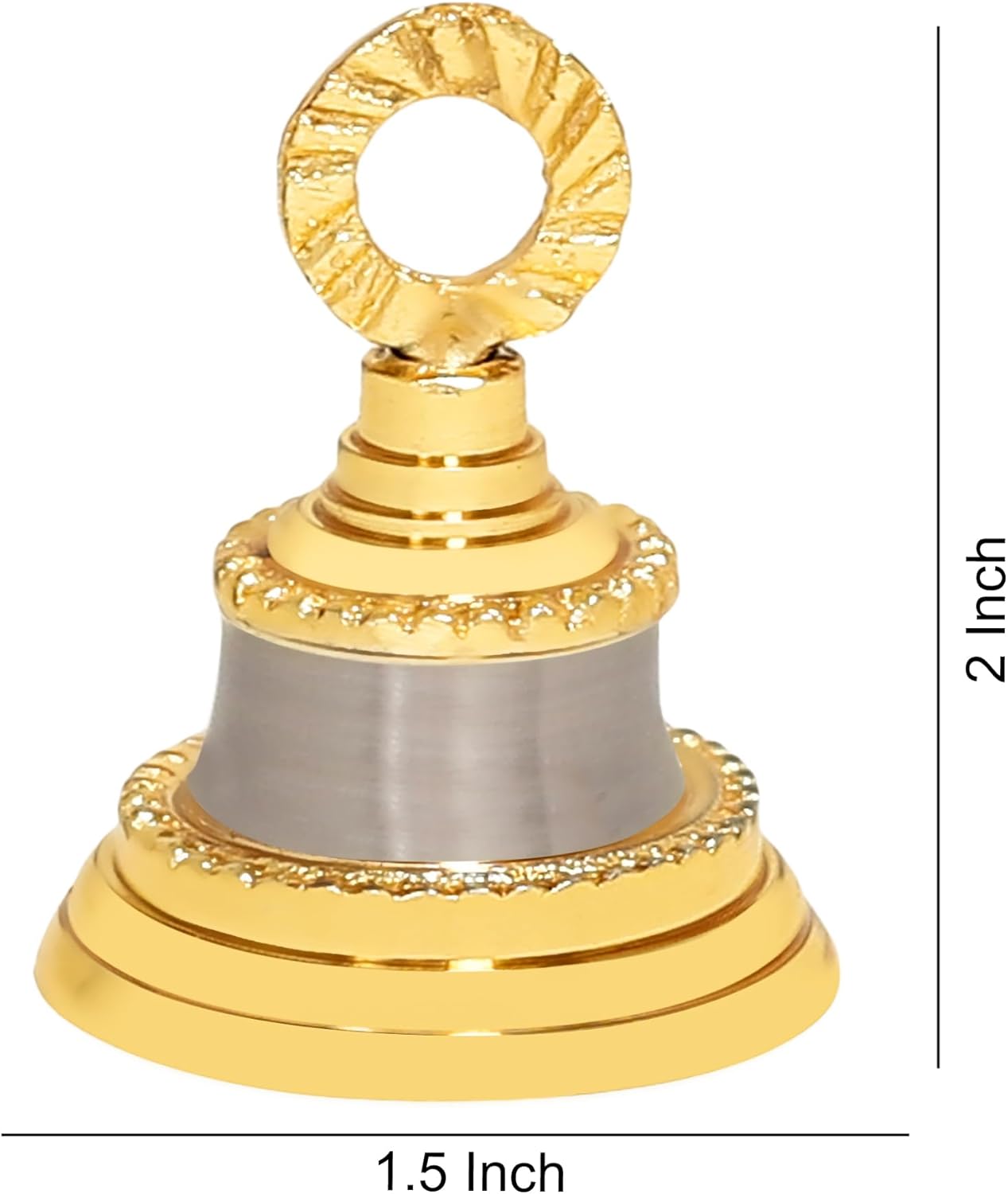 2 Height Golden-Silver Indian Brass Bells for Home Decoration