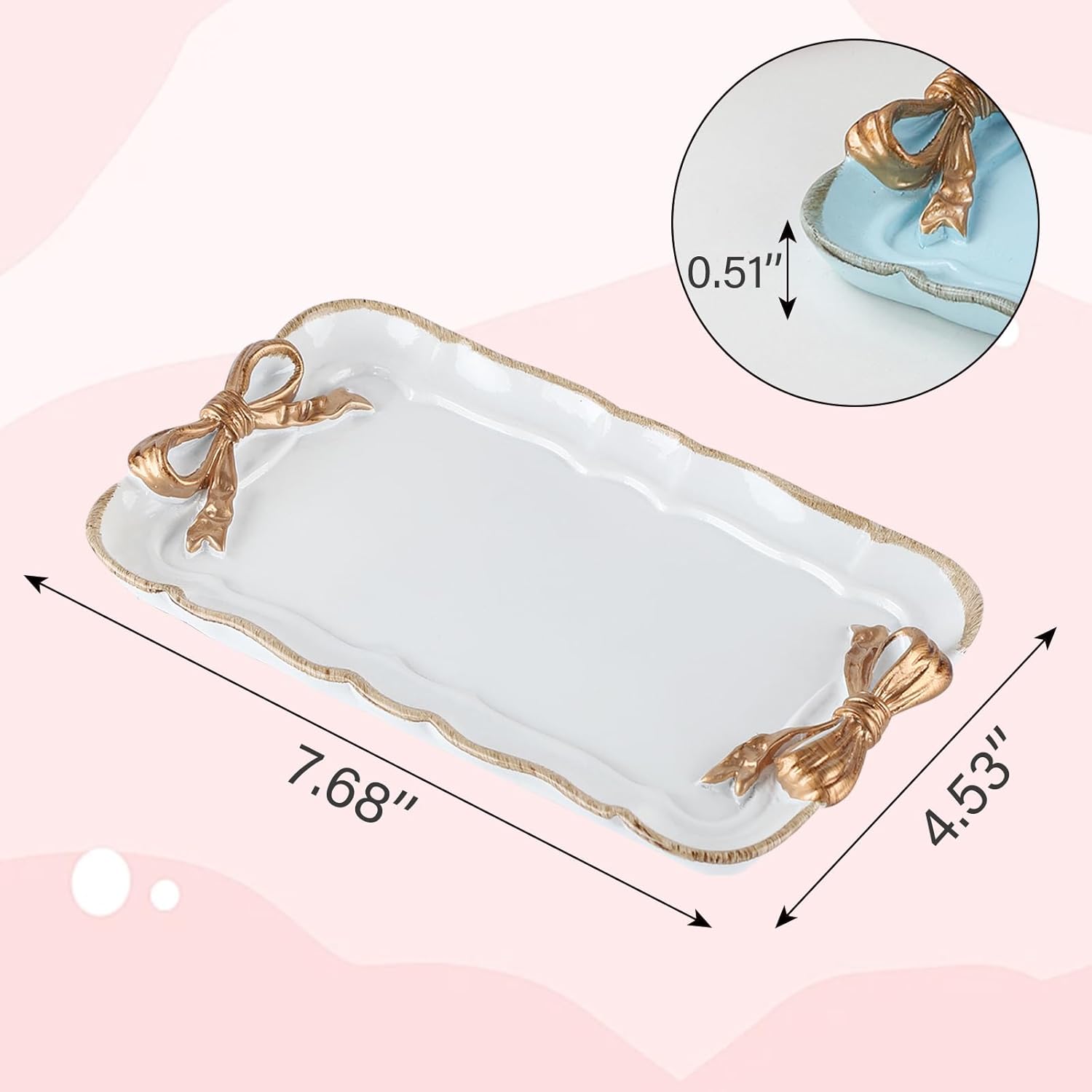 IBWell Resin White Jewelry Tray for Home Decor