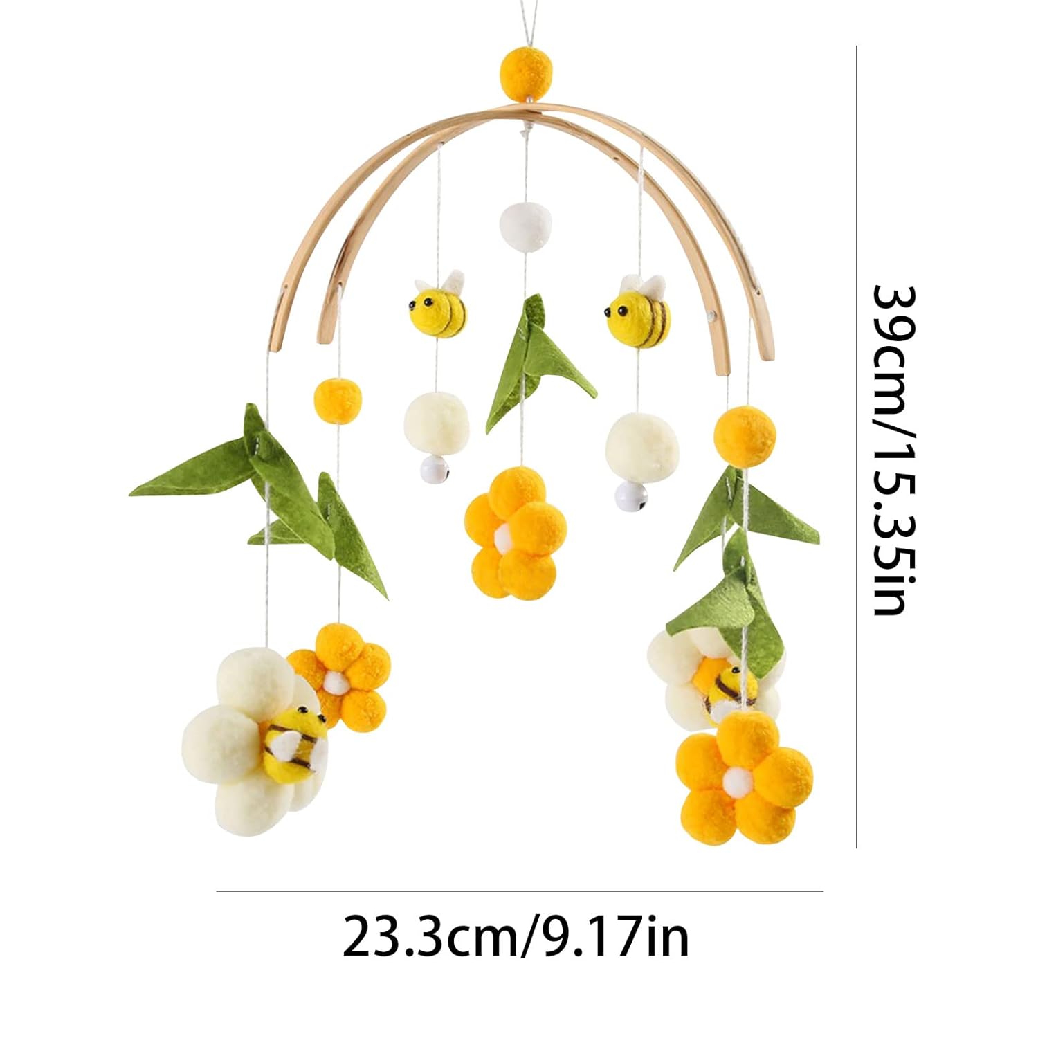 Handmade Wooden Crib Mobile with Bees
