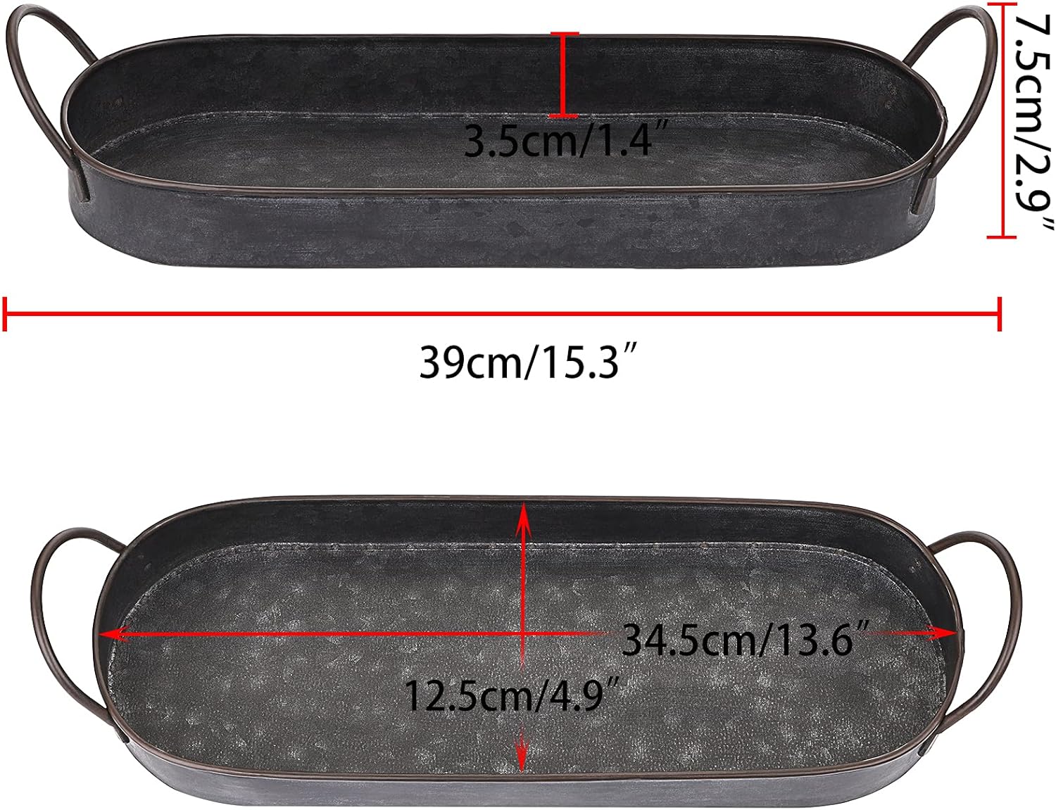 Hipiwe Rustic Metal Serving Tray with Handles 1